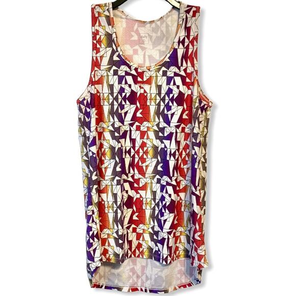 Haby Mesh Tank Top Geometric Triangle Purple Red - Picture 1 of 3